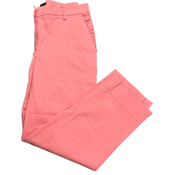 Ann Taylor Curvy Mid-Rise Ruffle Crop Pants Capri Barbiecore Size 00 - Picture 3 of 6